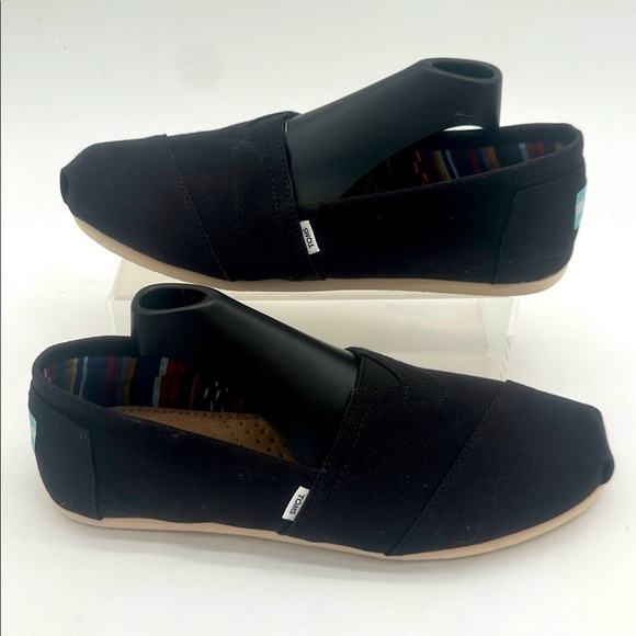 TOMS Women's Alpargata Black Canvas Slip On Shoes US 8.0 NWOT - Picture 1 of 15